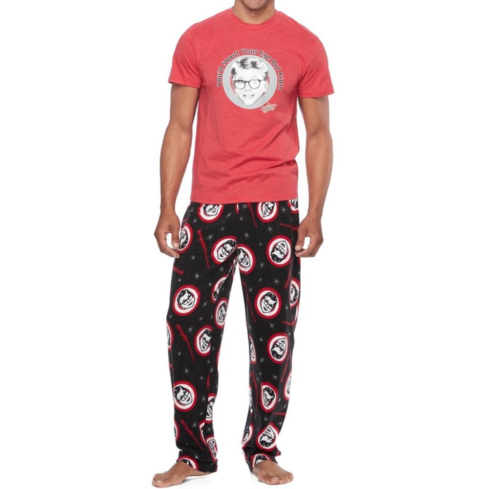 New! A Christmas Story 2-Piece Pajama Set T-Shirt & Fleece Lounge Pants